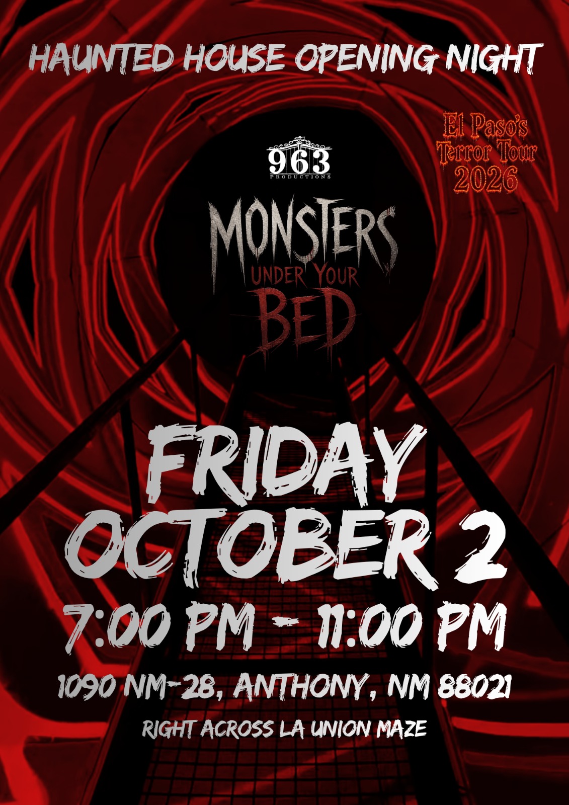 Official Monsters Under Your Bed opening night poster: Friday October 2, 7 PM to 11 PM